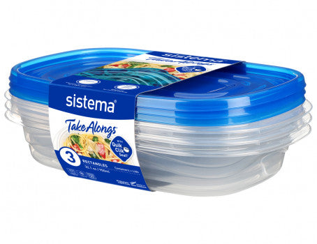 Sistema takealongs rectangle pack of 3 - 950ml